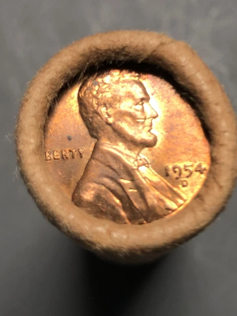 1954-D Lincoln Wheat Cents - Obw Original Bank Wrapped Roll - Bu Uncirculated