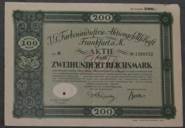 I. G. Farbenindustrie Aktiengesellschaft 1926  200 RM