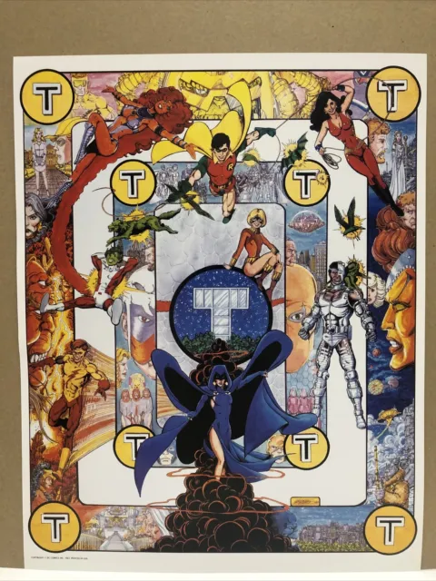 Vtg 1983 Teen Titans Dc Comics Cyborg Robin George Perez Promo Poster 23” X 18”