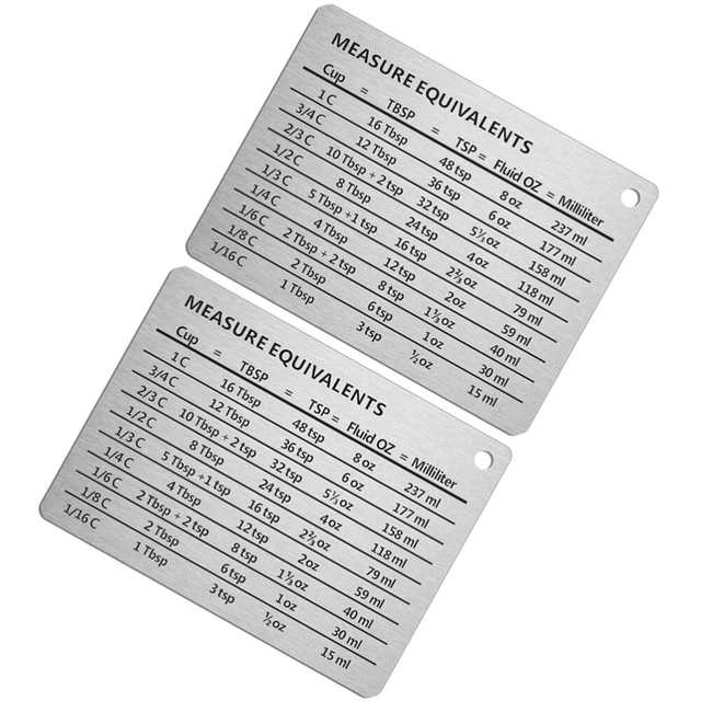 2 Pcs Fridge Magnet Conversion Chart Stainless Steel Refrigerator Household 4