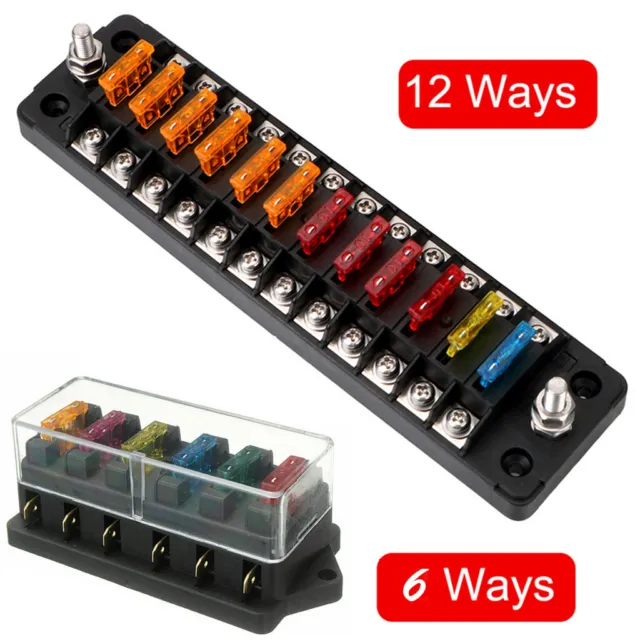12/6-Way Auto Blade Fuse Holder Box Block with Waterproof for 12V 24V Car Marine