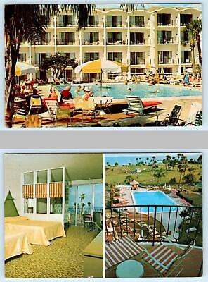 2 Postcards SAFETY HARBOR SPA, Florida FL ~ Swimming Pool & Terrace Suite 1970s