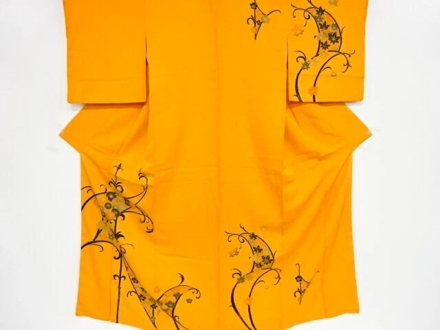 82773# Japanese Kimono / Antique Kimono / Embroidery / Kiku Ume Blossom