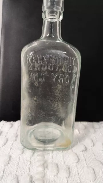Vintage Gordon's Dry Gin Clear Embossed Glass Bottle London, England 8 3/4" 3