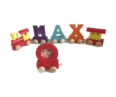 Baby Christening Gifts Wooden Colour train letters for Personalised name train