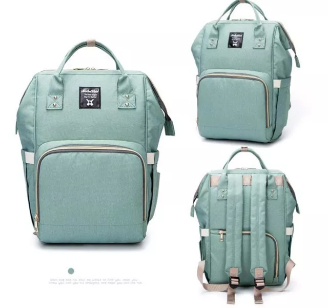 Sac à dos maman pour ranger les affaires de bébé, sac multifonctions (Vert) 2