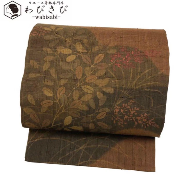 O-1888 Stylish Obi Belt Pongee Floral Pattern In Calm Colors Embroidery