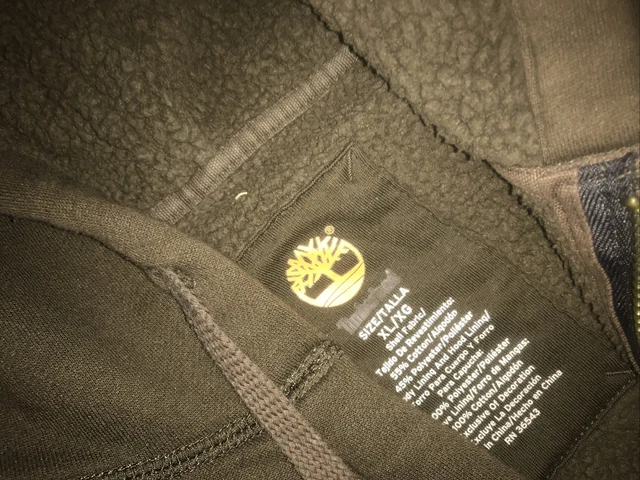 Timberland Gray Full Zip Hoodie Sweatshirt Jacket Size XL Sherpa Lined 2