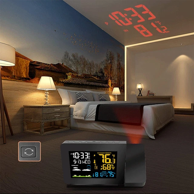 Projecteur d'horloge de station météo numérique avec projection température