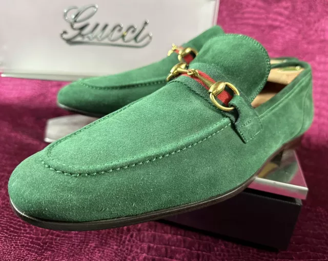 Mens “Gucci Green” Suede Gucci Shoes Loafers Sz 10 G / 11 D US Made In ITALY