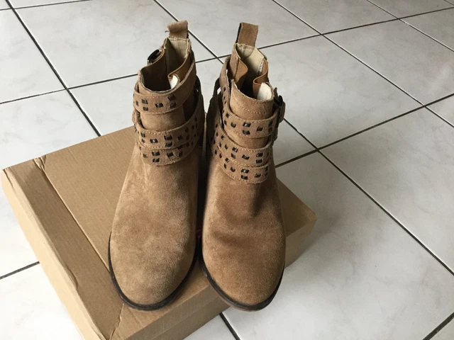 Bottines à Talons Femme Marron Effet Daim Pointure 39 - Occasion Bon état