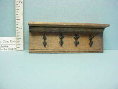 Miniature Wall Coat Rack 4 Hook #697 - 1/12 Scale - Sir Thom Thumb Handcrafted
