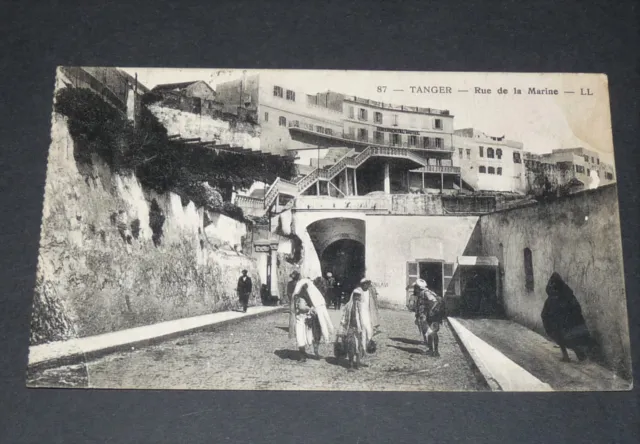 Cpa Carte Postale 1927 Colonies Afrique Maghreb Maroc Tanger Rue De La Marine