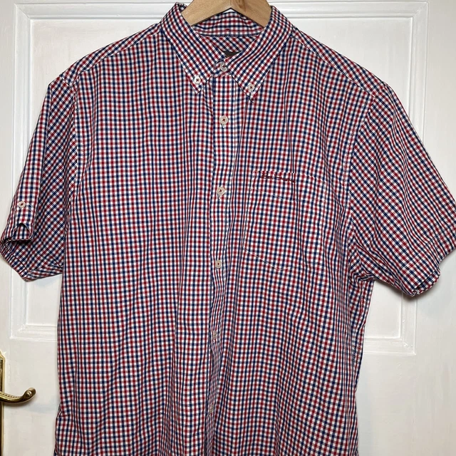Camicia Ben Sherman maniche corte taglia large colletto abbottonato a scacchi rosso