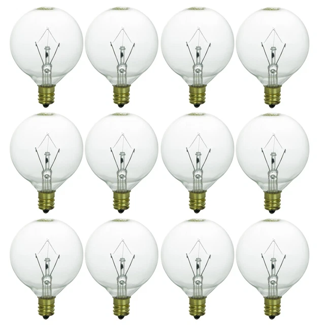 40153-SU G16.5 Globe Light Bulbs 25 Watts, Candelabra Base (E12), 120...