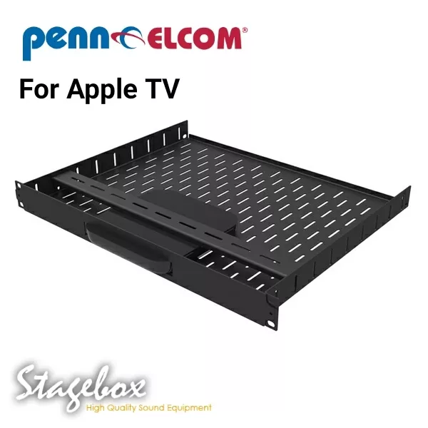 Penn Elcom 1U Rack Shelf with Face Plate For 1 x Apple TV R1498/1UK-ATV1