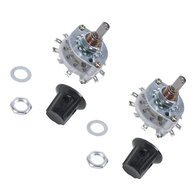 2x Plastic Button 2P5T 2-Pole 5 Position Tape Channel Rotary Switch T6M4