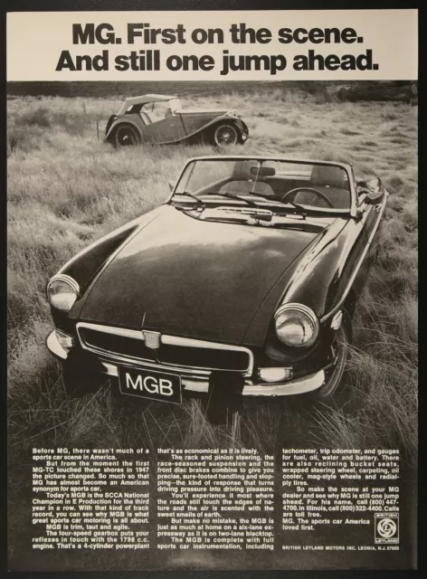 MGB Convertible First On The Scene Vintage Print Ad 1974