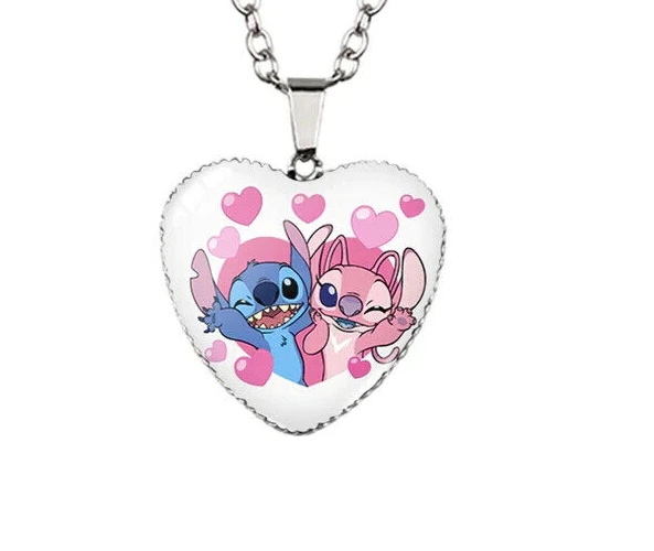 DISNEY'S STITCH AND Angel Surrounded By Love Hearts Extremely Cute