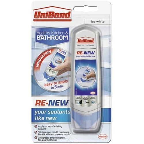 UniBond NUOVO sigillante in silicone bianco sano per cucina e bagno, 1x 130 g