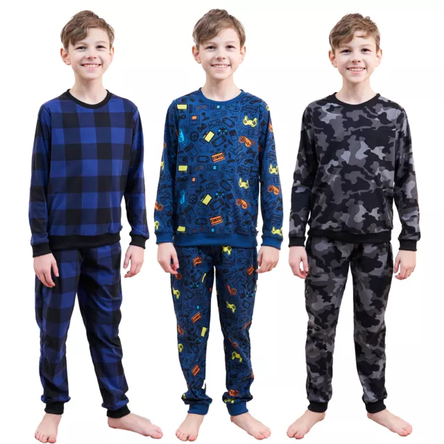 Boys Fleece Pyjamas Supersoft Cosy Set Long Sleeve Gaming Nightwear 4-13 Years