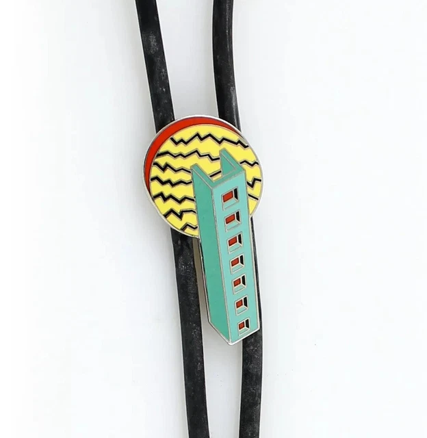 Vintage ACME Studio "Steps 4" Enamel Bolo Tie by MEMPHIS Designer ALDO CIBIC NEW