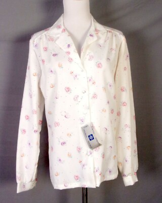 Vintage 60s 70s NOS Nwt Deadstock Burlington Ultressa Floral Chemisier Top Sz 16