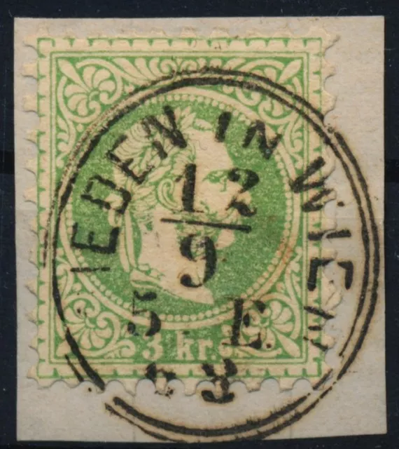 ÖSTERREICH 1867 3kr, grün, WIEDEN IN WIEN (Nö) Sehr schön!