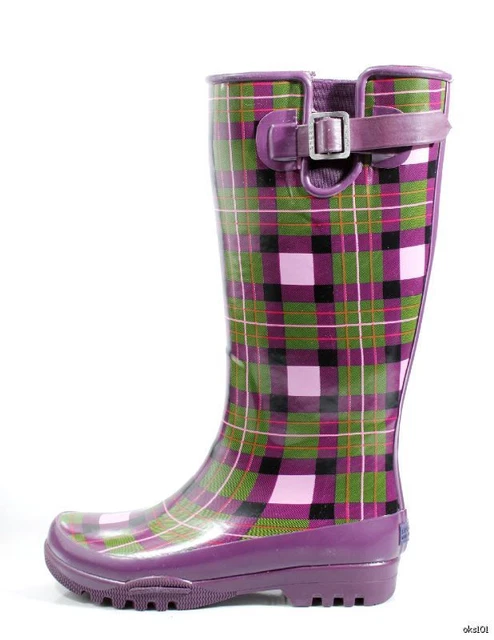new SPERRY Top-Sider 'Pelican' purple plaid fleece-lined SNOW RAIN BOOTS 5 new SPERRY Top-Sider 'Pelican' purple plaid fleece-lined SNOW RAIN BOOTS 5