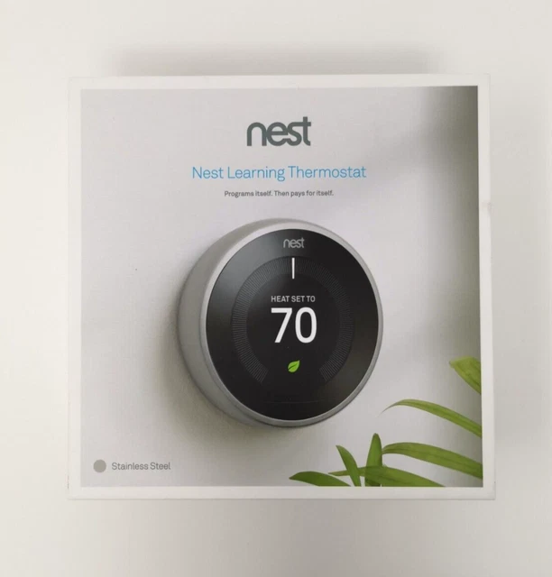 GOOGLE NEST LEARNING Smart Thermostat Stainless Steel, 3rd Gen