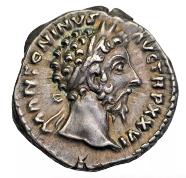 Marcus Aurelius, silver denarius, Rome 172 AD, Victory seated left