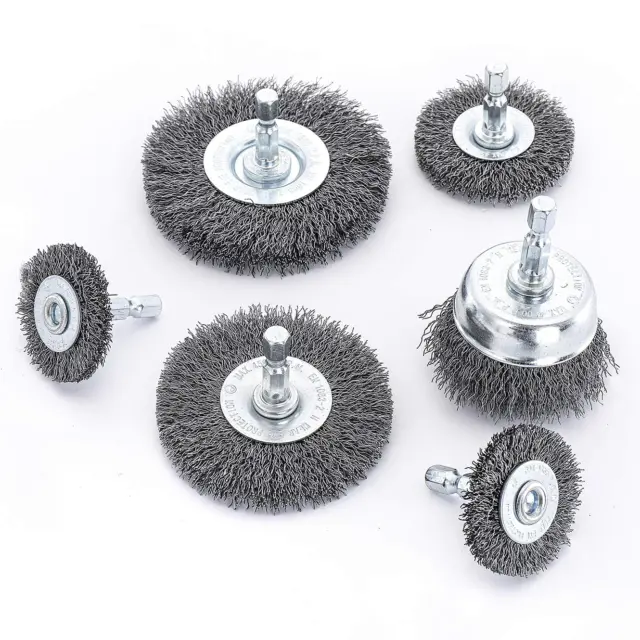 6Piece Drill Wire Wheel Cup Brush Set,0.010In Coarse Crimped ,Thicken Face Width