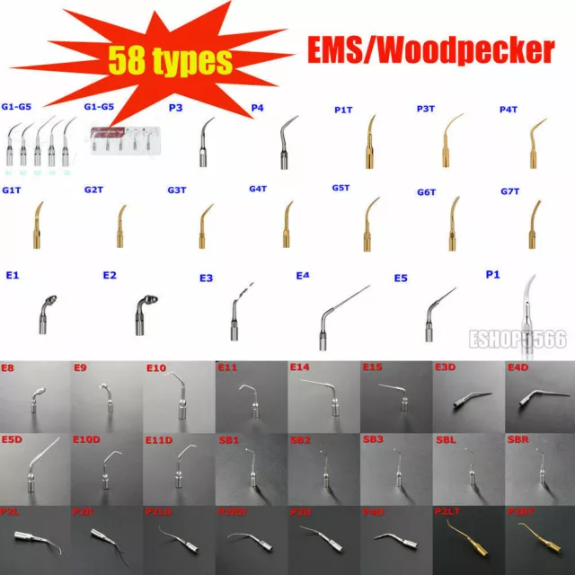 5Pcs Scaling Tips 58types for EMS/WOODPECKER Dental Ultrasonic Scalers Handpiece