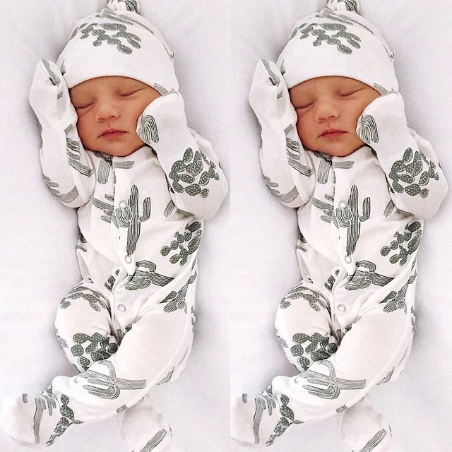 Tuta floreale pigiama neonato neonato bambino bambina set abiti cappello