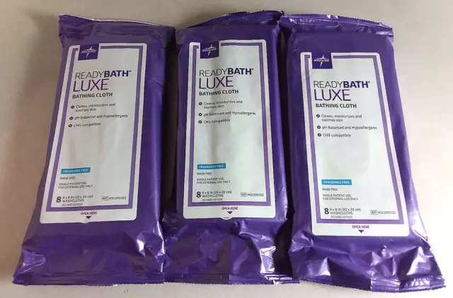 Ropa de baño antibacteriana Medline ReadyBath LUXE limpieza 3 paquetes de 8