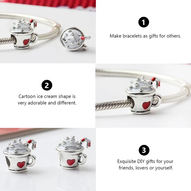 10 Pcs Heart Necklace Charms Beaded Nativity Accessories Bracelets Beads Pendant 11