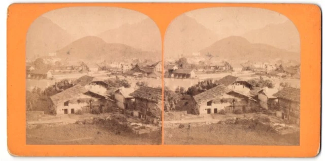 Stereo-Fotografie Fotograf unbekannt, Ansicht Interlaken, Gehöft am Stadtrand