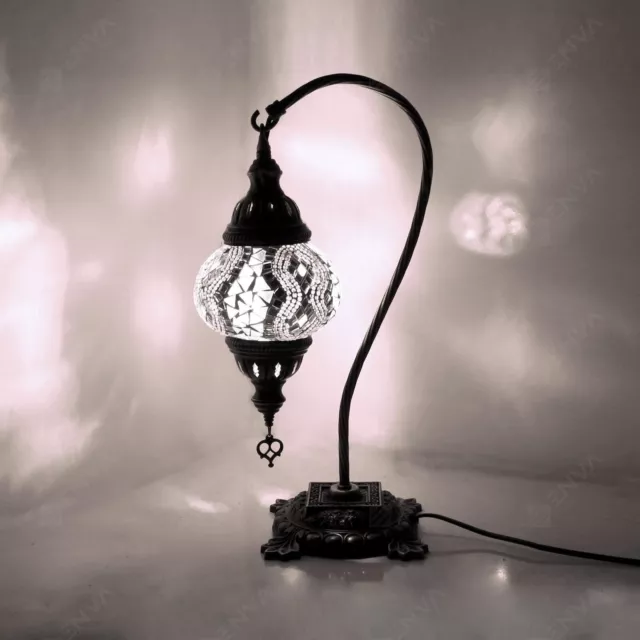 Lampada scrivania a collo di cigno in mosaico colorato a mano turca marocchina