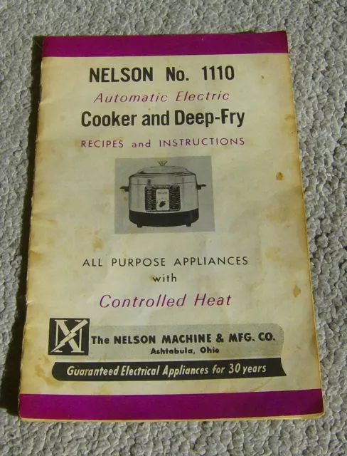 vintage 1950s NELSON No. 1110 electric cooker DEEP-FRY instruction manual recipe