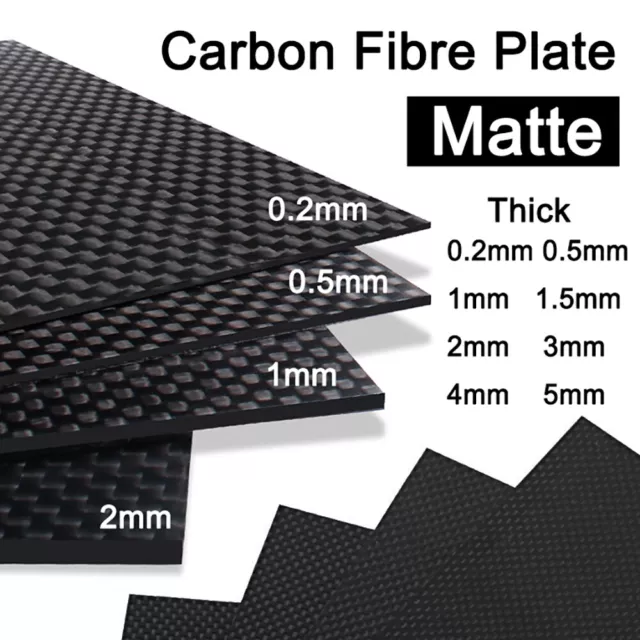 Carbon Fibre Sheet 0.2/0.5/1/1.5/2/3/4/5mm 3K Rigid Matte Plain Different Sizes