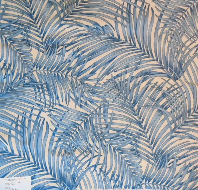 Sunbrella Fabric Sample Blue Palm White Woven 24" x 24" Square NWT  Kravetsoleil
