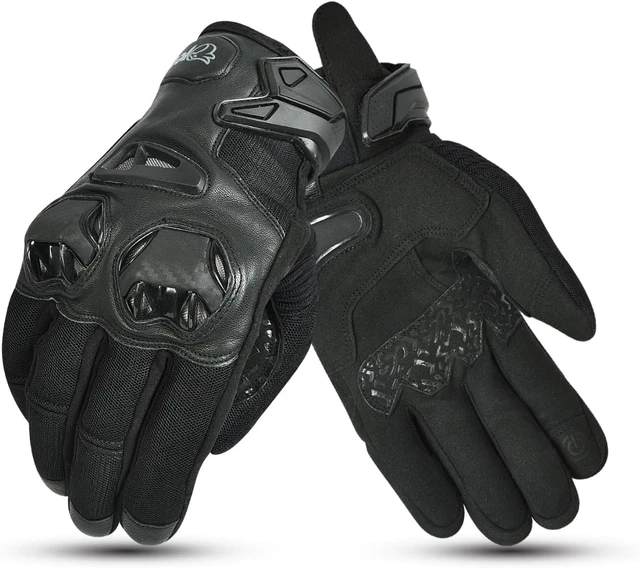 Guanti Moto Motociclisti Uomo Estate Materiale in Rete Nocche Ventilate Certific