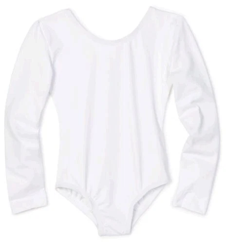 Danskin Little Girls' Long-Sleeve Leotard, White,, White, Size Toddler (2-4)