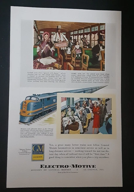 Original GM Electro-Motive Railroad Train Print Ad Mid-Century 1940s Vintage #3