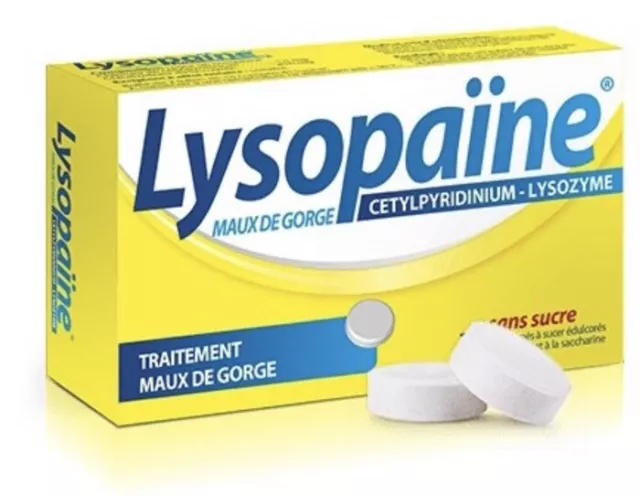 Pastilles sans sucre Lysopaïne Maux de gorge