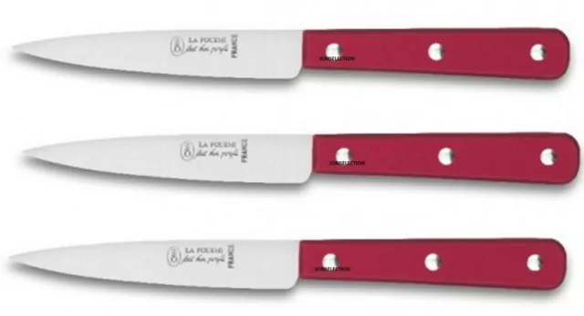 La Fourmi - Lot De 3 Couteaux De Cuisine Lame 10,5 Cm  Rouge