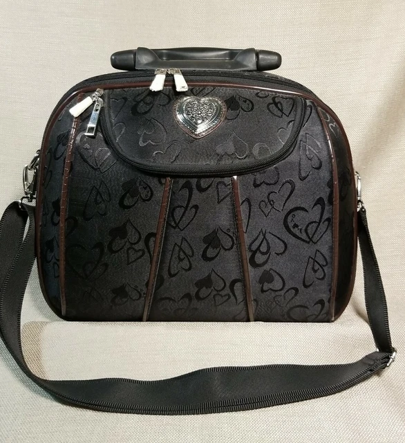Overnight Bag Air Travel Carry-on Luggage Heart Jacquard and Brown Croc Piping