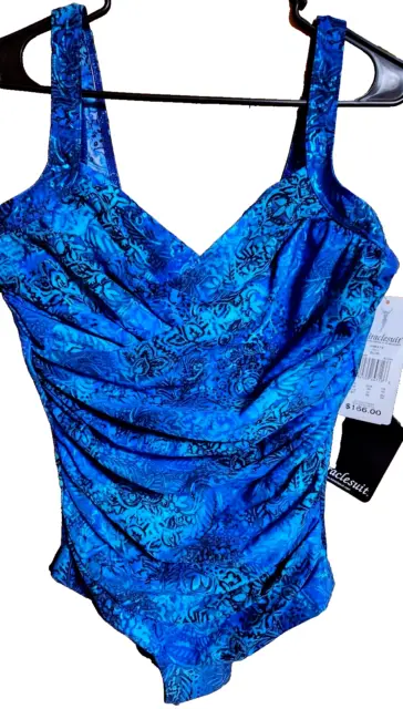 NEW MIRACLESUIT Bella Blue One Piece Swimsuit Bathing Suit Size 18 Plus Shimmer