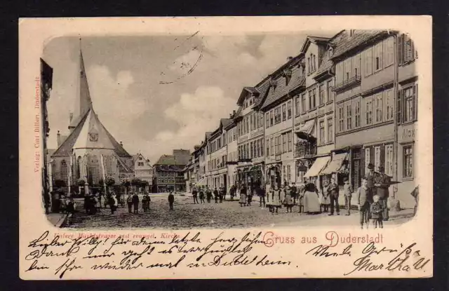 100182 AK Duderstadt Untere Marktstrasse mit evangelischer Kirche 1900