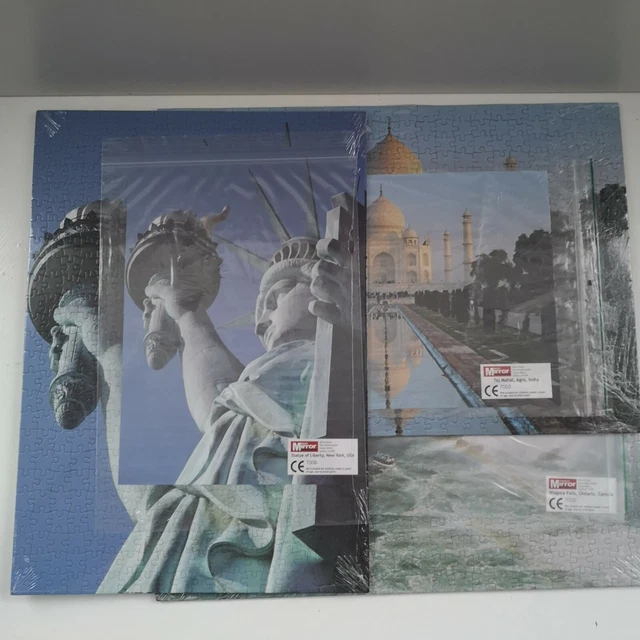 Daily Mirror Wonders of the world Jigsaw Puzzles x 3 Taj Mahal, Niagra, Liberty